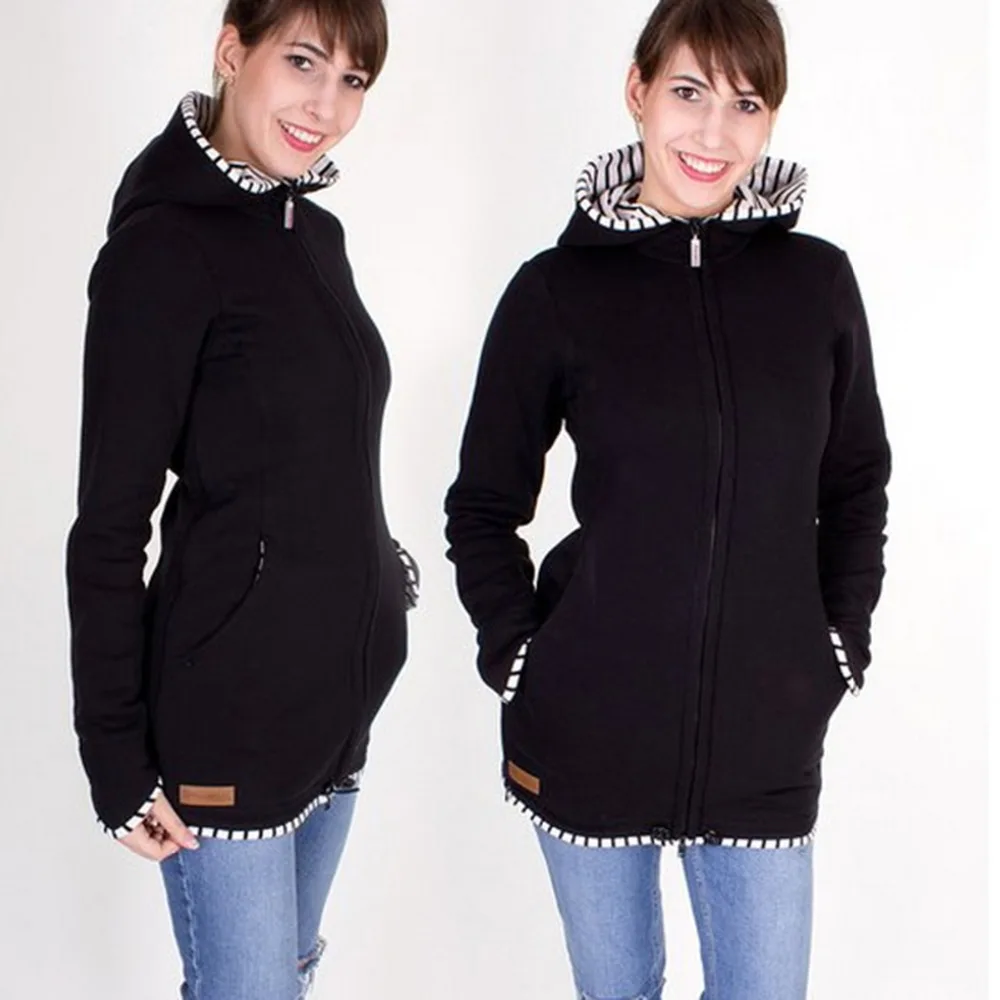 Autumn Winter New XXL Women's Black Pullover Gray Hoodies Large Size Parenting Child Mother Kangaroo Hoody Sweatshirt Pregnant