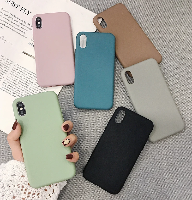 

Solid Color Silicone Couples Cases For iphone 7 8 6 6S Plus X XS XR XS Max Cute Candy Color Soft Simple Fashion Phone Case