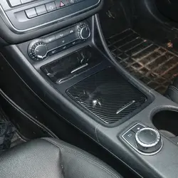 Углеродного волокна Стиль АБС центр коробка для хранения Панель отделкой пепельница покрытие для Mercedes Benz CLA GLA класс W117 W176 a180 2014-2017