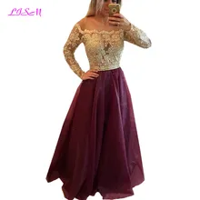 LISM Круглый Вырез Кружева Выпускные платья с аппликацией Сексуальная Иллюзия корсета Длинные рукава Формальные Вечерние платья бальное платье украшенное бусами вечернее платье