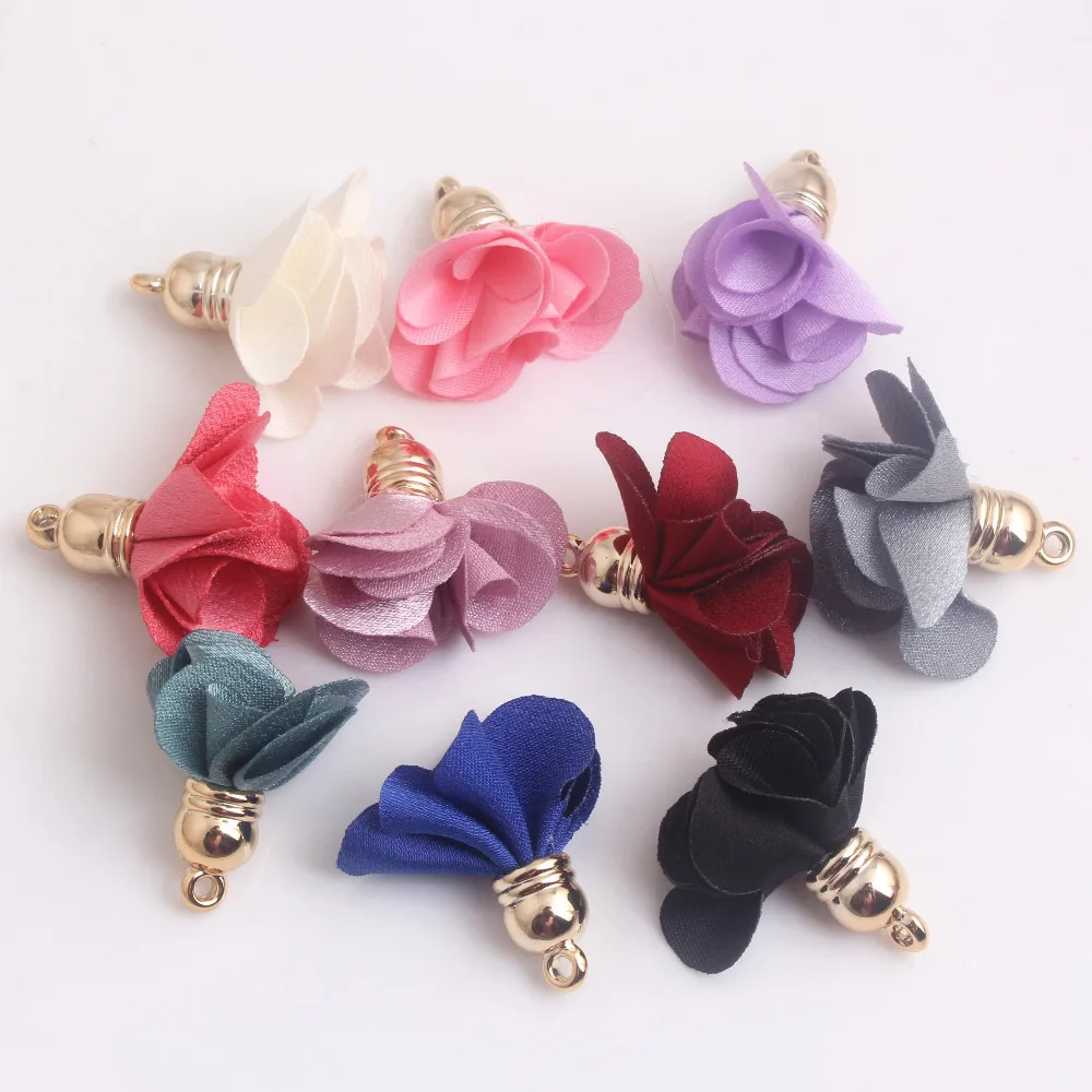 

Kwoi Vita 25mm 100pcs/bag Wholesales Cloth Flower Tassel for Hand Made/Silk Tassel/Earring Accessories