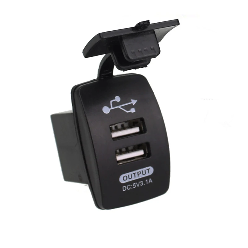 

12V-24V Mini Micro Dual USB Plug Car Motorcycle Cigarette Lighter Socket 5V 2.1A/1A Car Charger with Waterproof Panel