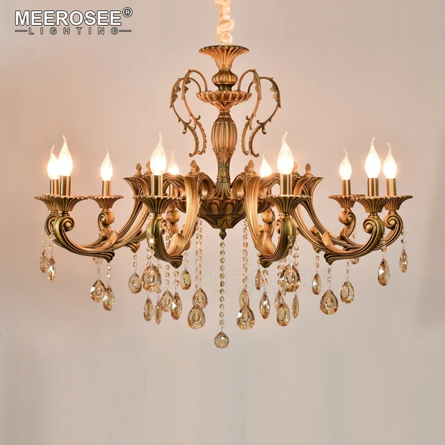 10 Heads Br Chandelier Light Fixture Antique Pendant 10 Heads Br Chandelier Light Fixture Antique Pendant Vintage Copper Crystal Lamp Res Lighting 100