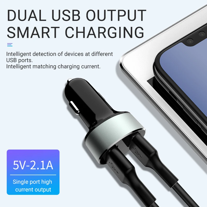 Hoco شاحن سيارة usb محول الشحن 12 24 فولت أفضل المحمولة سريع مصغرة المزدوج usb منفذ ل apple iphone 6 7 8 x الروبوت الهواتف