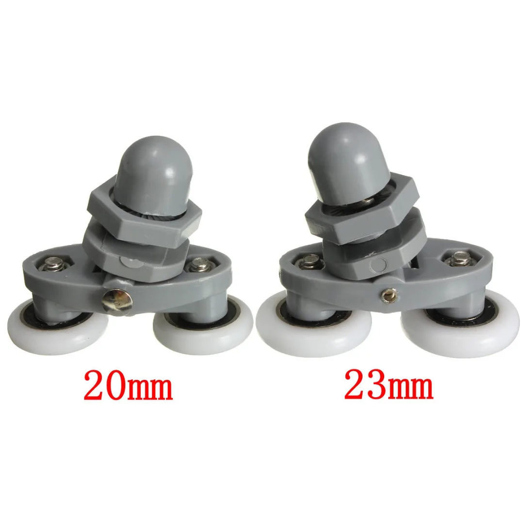 High Quality 4pcs/set Twin Shower Door Rollers Bathroom Door Runners Sliders  Wheels Zinc Alloy 20mm/23mm Mayitr