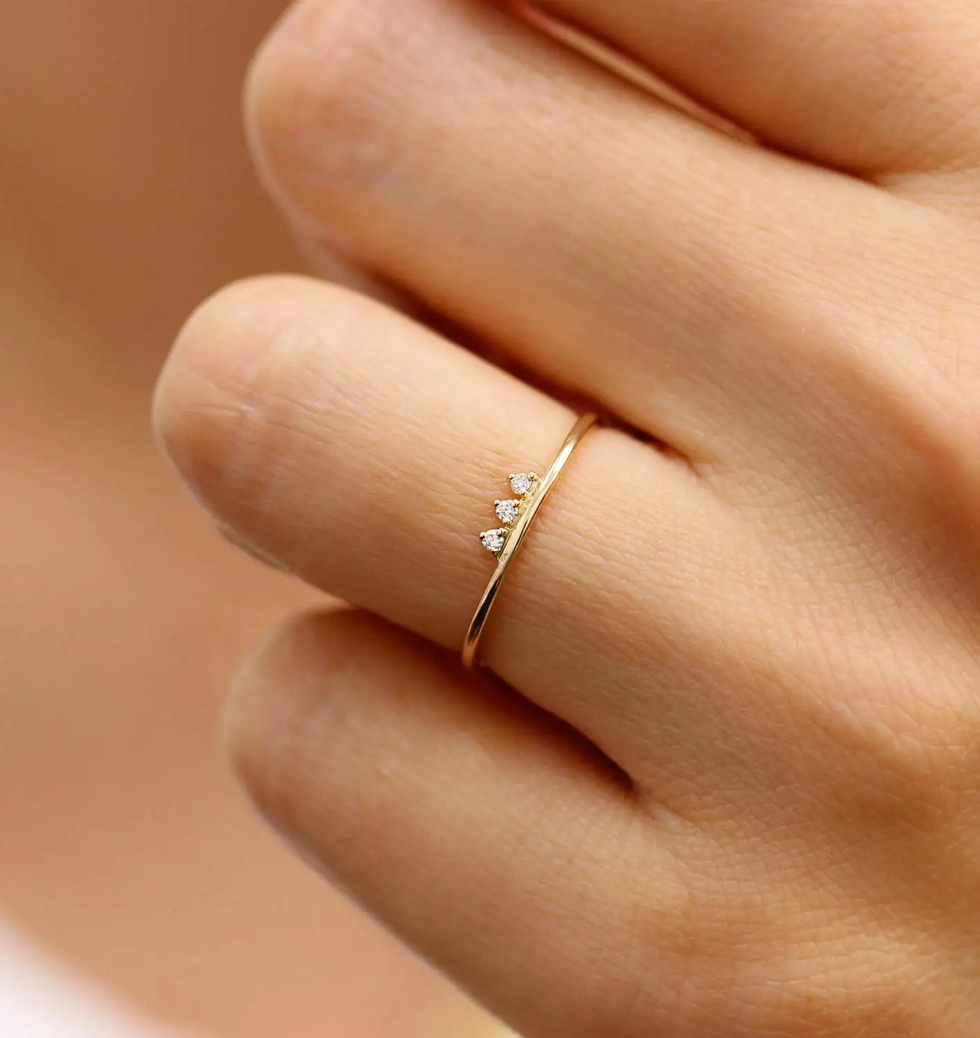 

Simple Style Female Small Stone Ring Fashion Yellow Gold Color Finger Ring Cute Promise Wedding Engagement Rings For Women