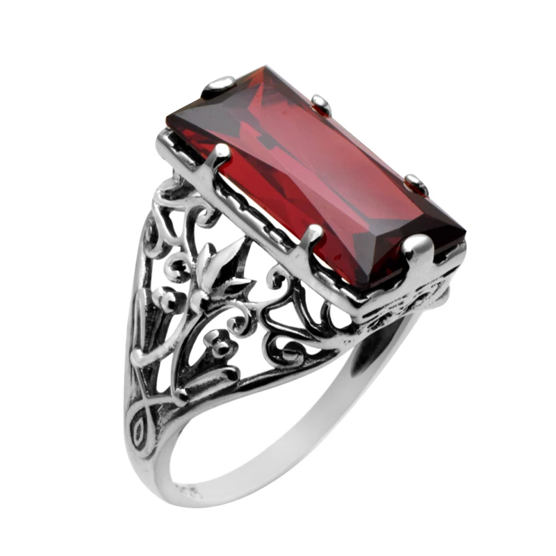 Szjinao Jewelry Victoria Sterling-Silver-Jewelry Garnet 925 Sterling Silver Rings for Women Wedding Rings Free Box
