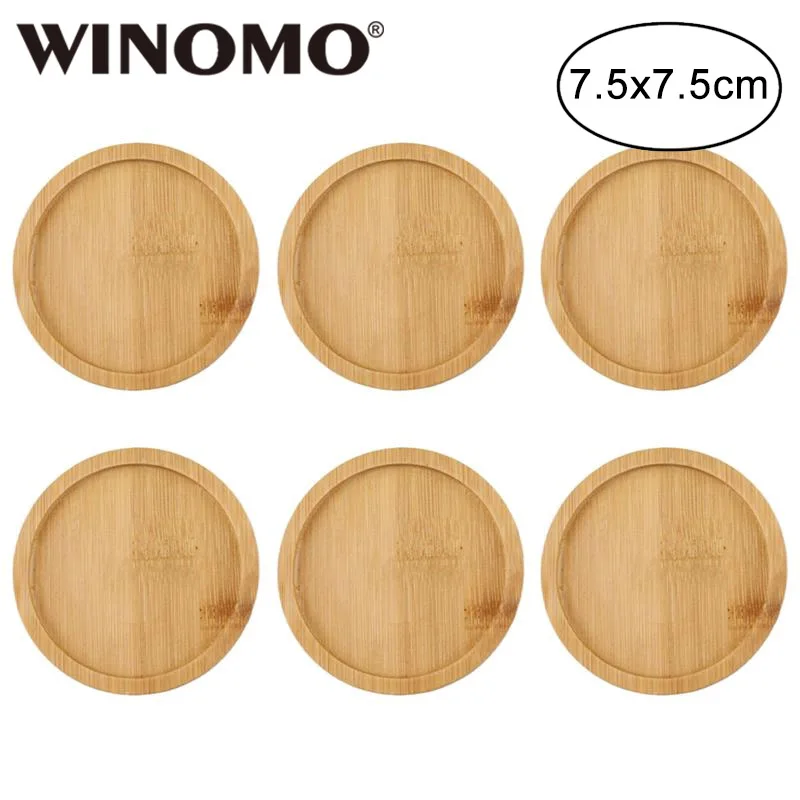 WINOMO 6 шт. 7,5x7,5 см бамбуковый круглый цветочный горшок поднос семена бонсай блюдце для растений внутри и снаружи