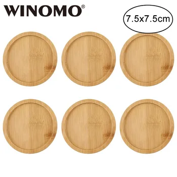 

WINOMO 6pcs 7.5x7.5cm Bamboo Round Flower Pot Tray Bonsai Succulent Plant Saucer for Indoor & Outdoor Plants