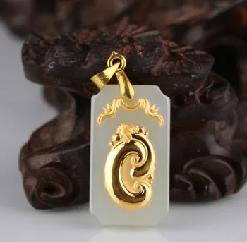 

Natural Hand-carved Chinese Hetian yu Pendant - Green yu Carved Buddha Lucky Amulet Pendants Necklace