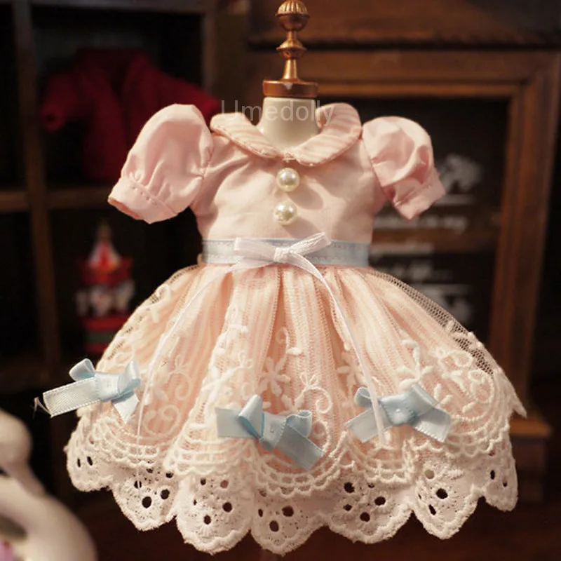 

Handmade 1 Set Cute Pink Chiffon Dress for Blyth Doll Dress Licca Azone 1/6 Doll's Clothes Accessories
