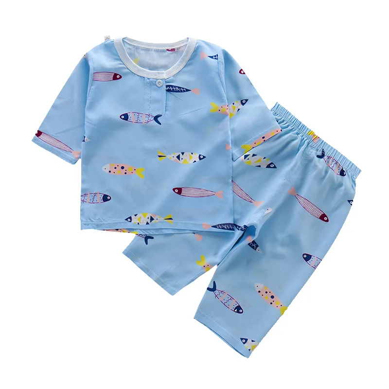 2019-Fashion-Baby-Boys-Girls-Clothing-Set-Spring-Pajamas-Three-Quarter-Sleeve-Cotton-Kids-Sleepwear-Cotton