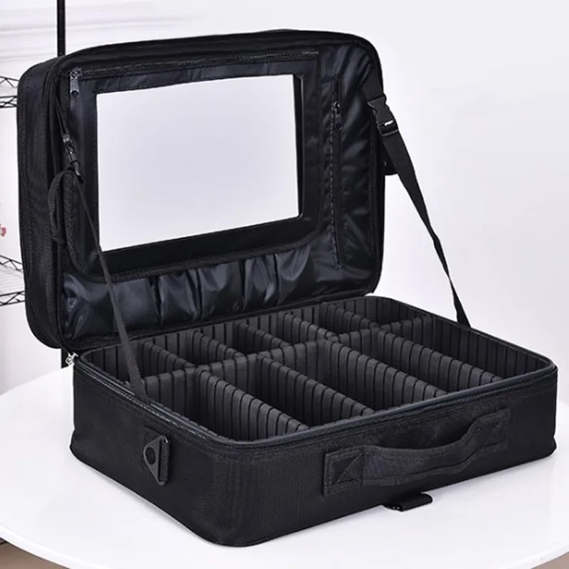 Professional makeup shoulder bag cosmetic big toolbox storage handbag with mirror travel beauty nail box messenger bags suitcase professional complete tools kit drill toolbox household metal power drill wall repairs work tools full set combination toolkit