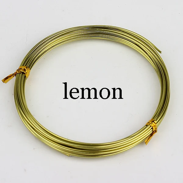 1,5 мм 14 Калибровочная анодированная алюминиевая проволока для рукоделия, разные цвета, 5 м/катушка, рулон для ювелирных изделий, украшения своими руками - Цвет: Lemon