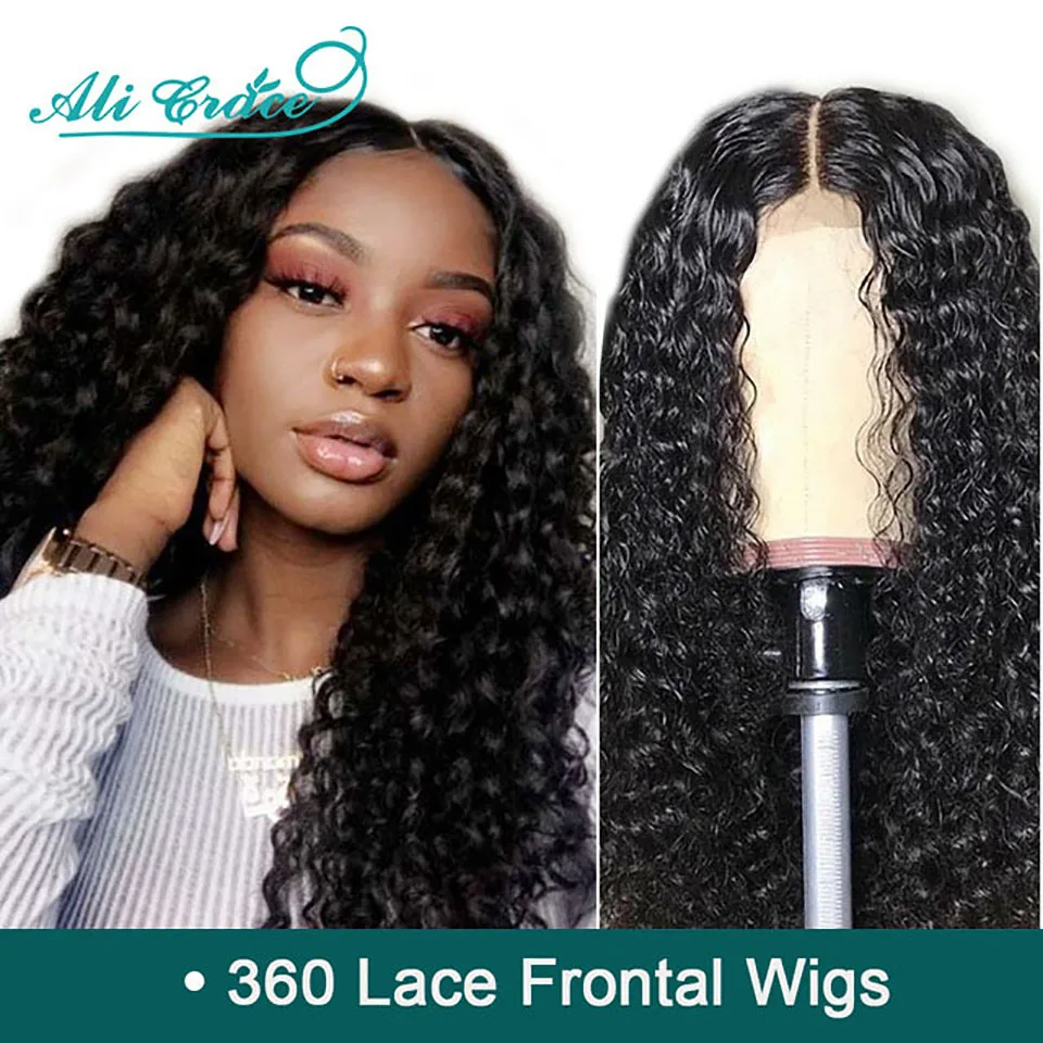 

Ali Grace Brazilian Deep Wave 360 Lace Frontal Wigs Pre Plucked With Baby Hair 250% Density Human Hair Wigs For Black Women