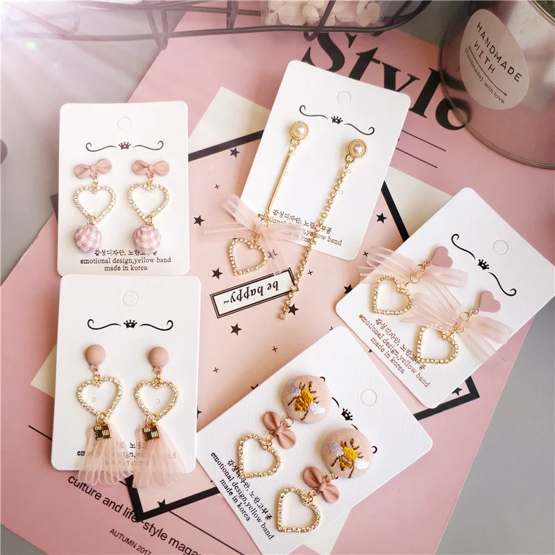 

Korea Handmade Cute Rhinestone Heart Lace Bowknot Women Drop Earrings Bangle Earrings Fashion Jewelry Accessories-JQDPER108D5