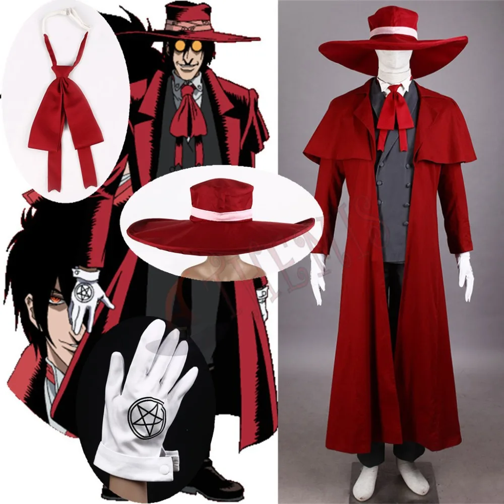 Athemis New Vampire Hunter Cosplay Hellsing Alucard Costumes Cool Man Suit and High Cotton Content Long Coat  Best Outfits