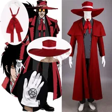 Athemis New Vampire Hunter Cosplay Hellsing Alucard Costumes Cool Man Suit and High Cotton Content Long Coat Best Outfits hellsing alucard cosplay red mens hellsing cosplay costume