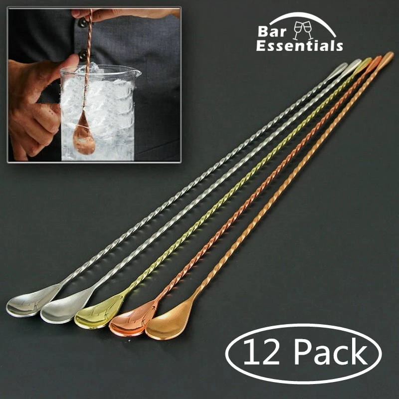 

12 Pieces 304 Stainless Steel Teardrop Frosted Bar Spoon Drink Mixing Spoons Bartender Tools Cocktail Spoon Stirrer