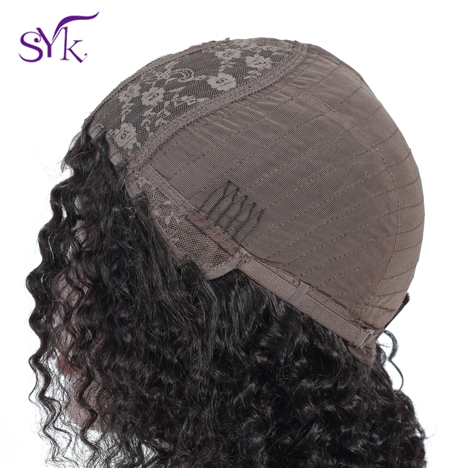 SYK HAIR 4 × 1 парики из натуральных волос на шнурках бразильские 8 "-14" короткие парики из натуральных волос Средняя часть парик регулируемый