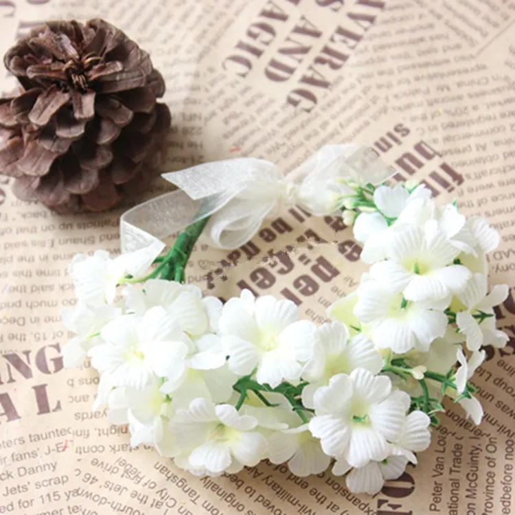 DIY Cherry Blossom венок, руки цветок запястье, шелковая флористика голову венок для фотосессии, головной убор аксессуары для волос