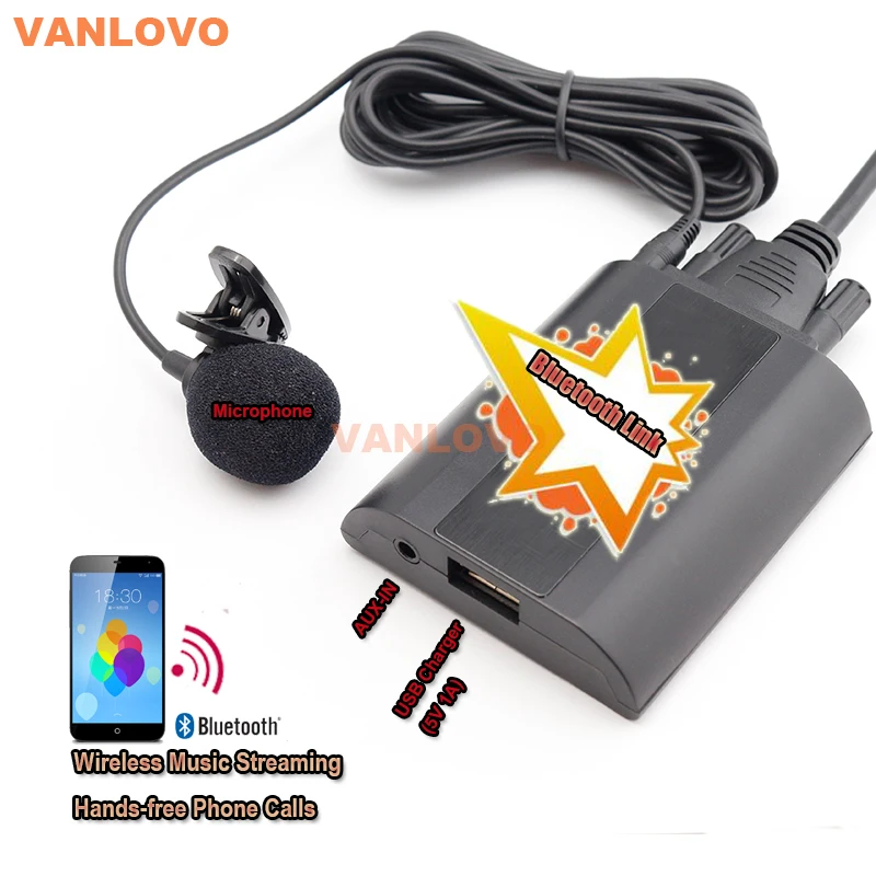 Автомобильный комплект Bluetooth Link с разъемом Aux in и зарядным устройством USB для Audi