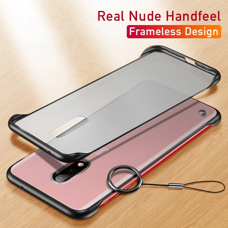 

Luxury Soft Back Candy Color Cases For OnePlus 7 7Pro Phone Case Shockproof PC Frameless Translucent Back Cover Capa + Lanyard