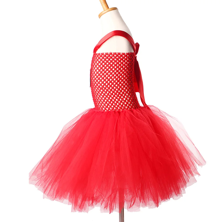 Girl Flash Halloween Tutu Dress with Mask Kids Red Superhero Cartoon Outfit Children (15)