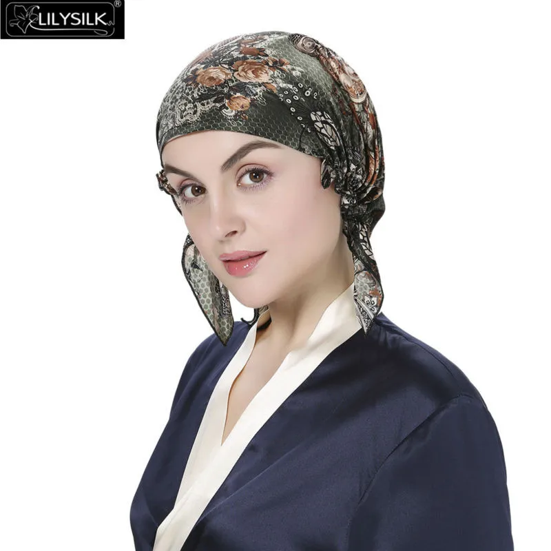 Lilysilk Double Silk Night Sleep Cap Luxury Women Hat Accessories Lady