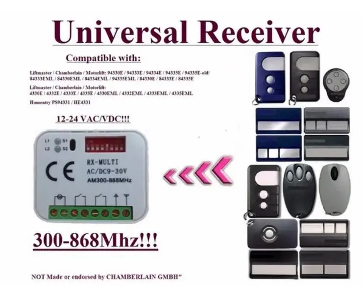 

2CH universal receiver for Liftmaster / Chamberlain / Motorlift / Homentry suits 4335e/84335e/94335e good