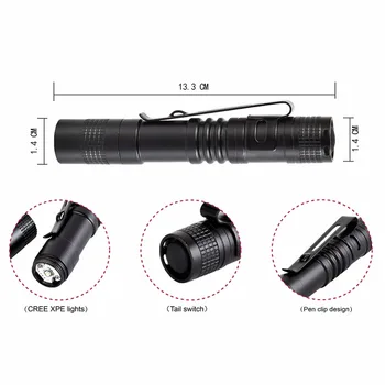

Mini LED Pen Light Portable LED Flashlight Torch XPE Flash Light Hunting Camping Emergency Lamp By AAA battery