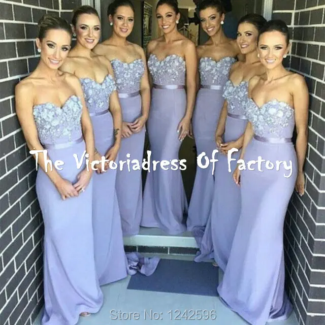 Mermaid Light Purple Bridesmaid Dresses Sweetheart Women Dress