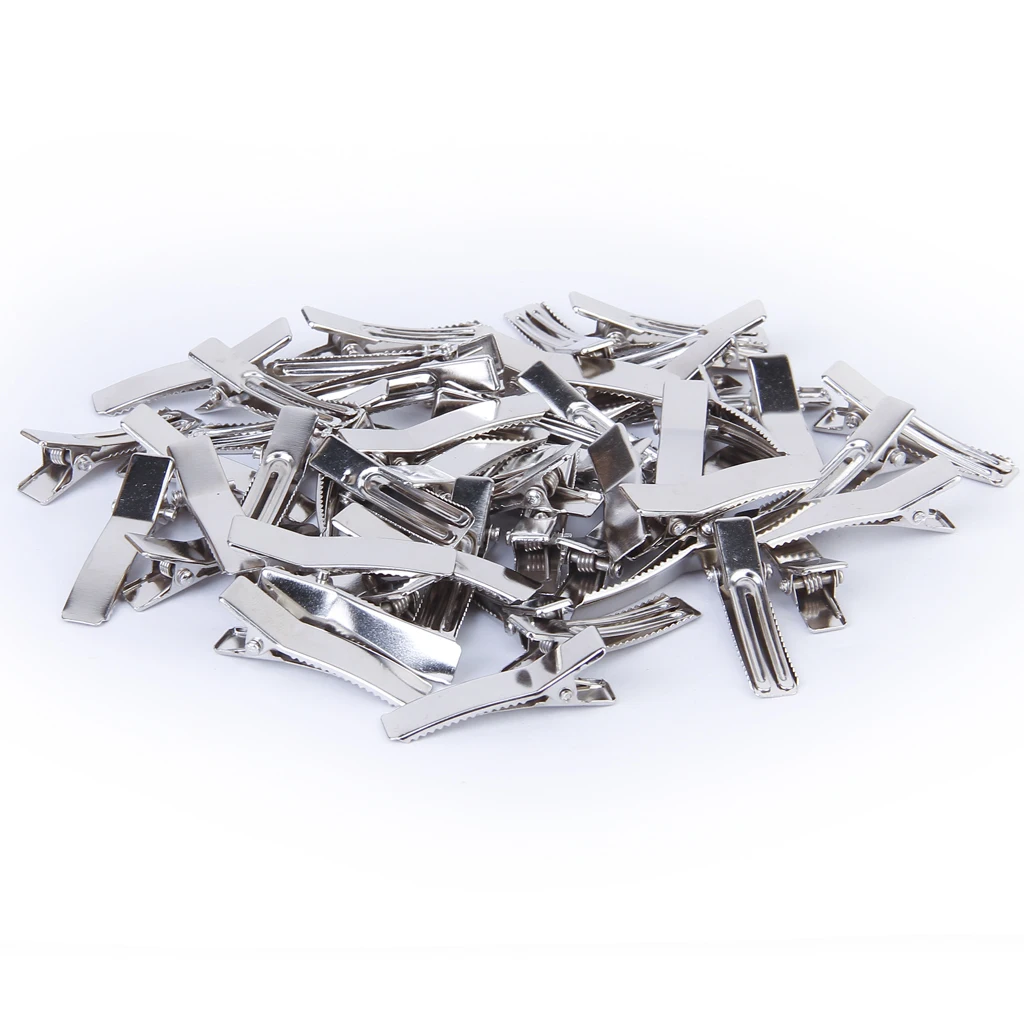 

50 Pcs Blank Double Prong Metal Hair Pin Silver Teeth Alligator Barrette Hair Clips 35mm Drop Shipping Wholesale