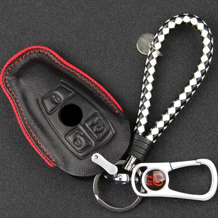 

Leather key chain Key Cover Case Shell For Mercedes Benz GLC GLA c200l GLK300 C180 C E S Class Keyrings Holders Car Accessories
