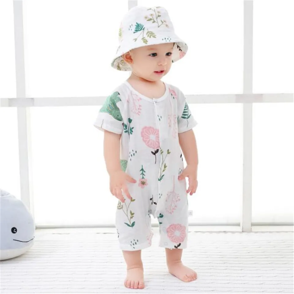 

Baby Romper Newborn Infant Clothes Boy Girl Rompers 100% Cotton Short Sleeve Gauze Muslin Romper Jumpsuits Clothing 2 Layer Soft