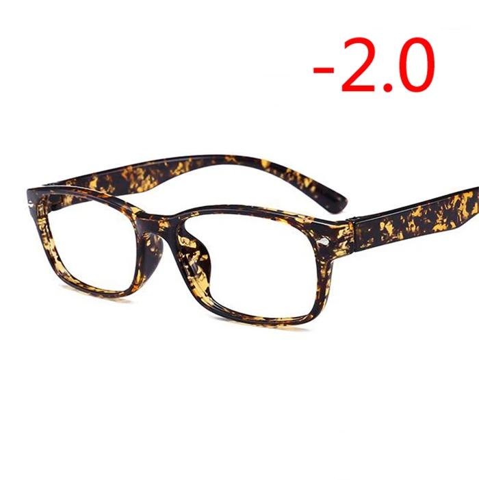 1,0-1,5-2,0-4,0 квадратные очки для близорукости с градусом женские мужские короткие очки для коррекции зрения TR90 полосатая черная синяя красная Желтая оправа - Цвет оправы: Myopia 200