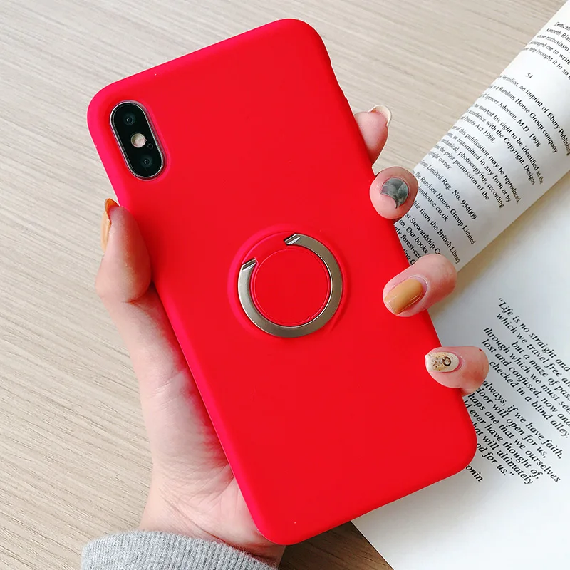 

Silicone Case For Apple iPhone XS Max XR X 8 7 6 6S Plus Cover Full Protection Soft Ultra Thin Finger Ring Back Coque