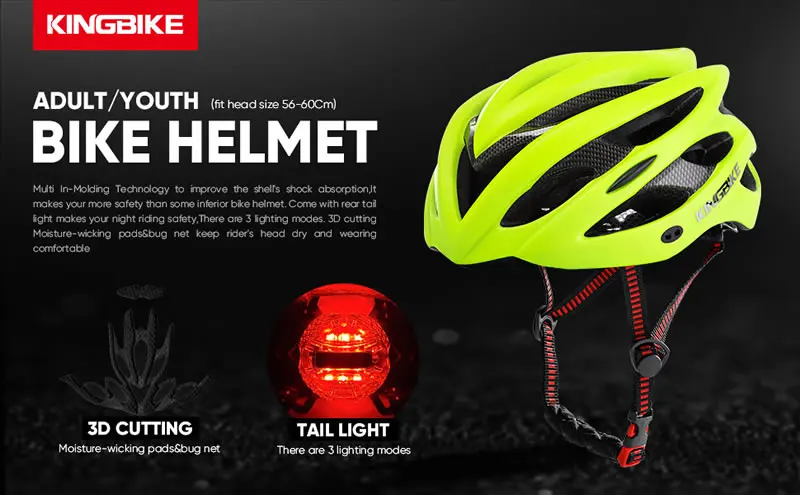 KINGBIKE велосипедный шлем с задним светильник велосипедный шлем MTB ПВХ+ EPS дорожный горный ультра светильник в форме велосипеда шлем Casco Ciclismo