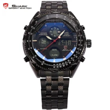 SHARK Sport Montre Numérique LCD Inoxydable Bracelet En Acier Relogio Masculino Noir Montres À Quartz homme Militaire Hommes Horloge/SH116