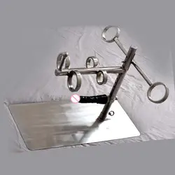 БДСМ Связывание комплект фиксированной рамки рука лодыжки манжеты раб приспособление для ограничения движений наручники черный пенис