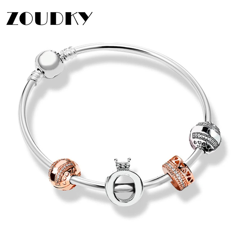 

ZOUDKY 100% 925 Sterling Silver Elegant Charm Bracelet Stringed Gift Set Original Fashion Elegant Jewelry Charming Gift