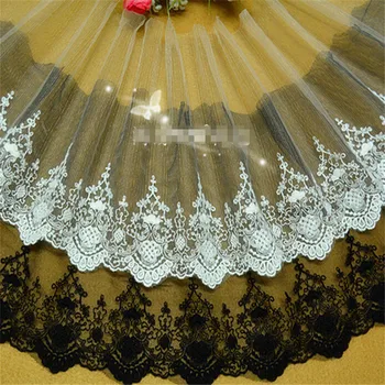 

9Yds Black/ Ivory Polyester Embroidery Flower Venice Lace Sewing Trims Craft 18cm