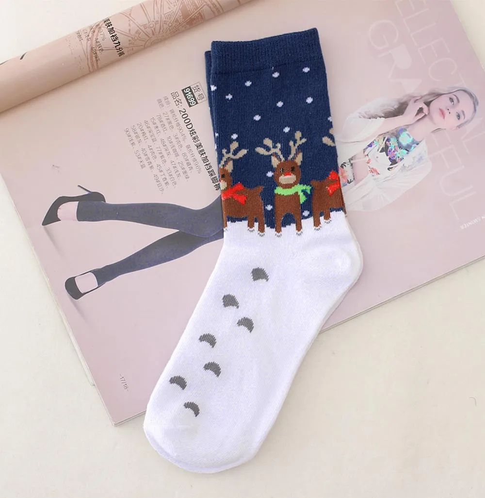 Рождественские носки для женщин и мужчин, рождественские удобные хлопковые носки в полоску короткие носки с принтом Санта Клауса T723