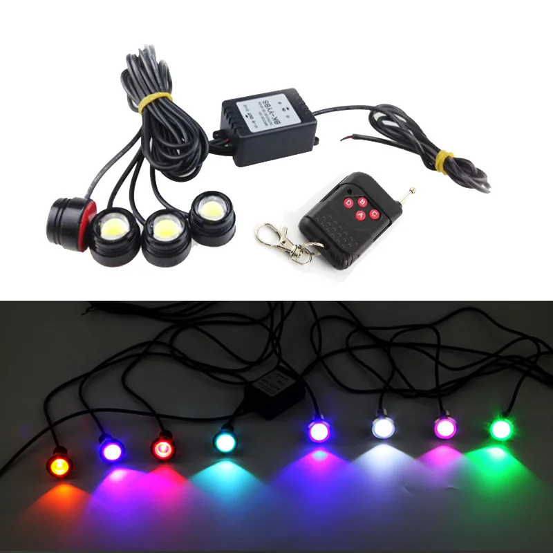 

4 pcs x 1.5W High Power Eagle Eye LED Strobe Flash Knight Rider Lighting Kit + 16 flash Wireless Remote Control