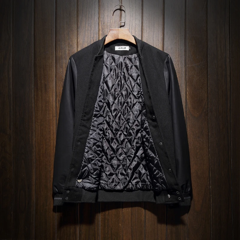 La Cuero Ropa De Yuwaijiaren Manga Uniforme Negro Otoño Chaqueta Hombres Tendencia Béisbol Estudiantes Juventud Invierno Los Del Moda Remiendo zwzEqAF