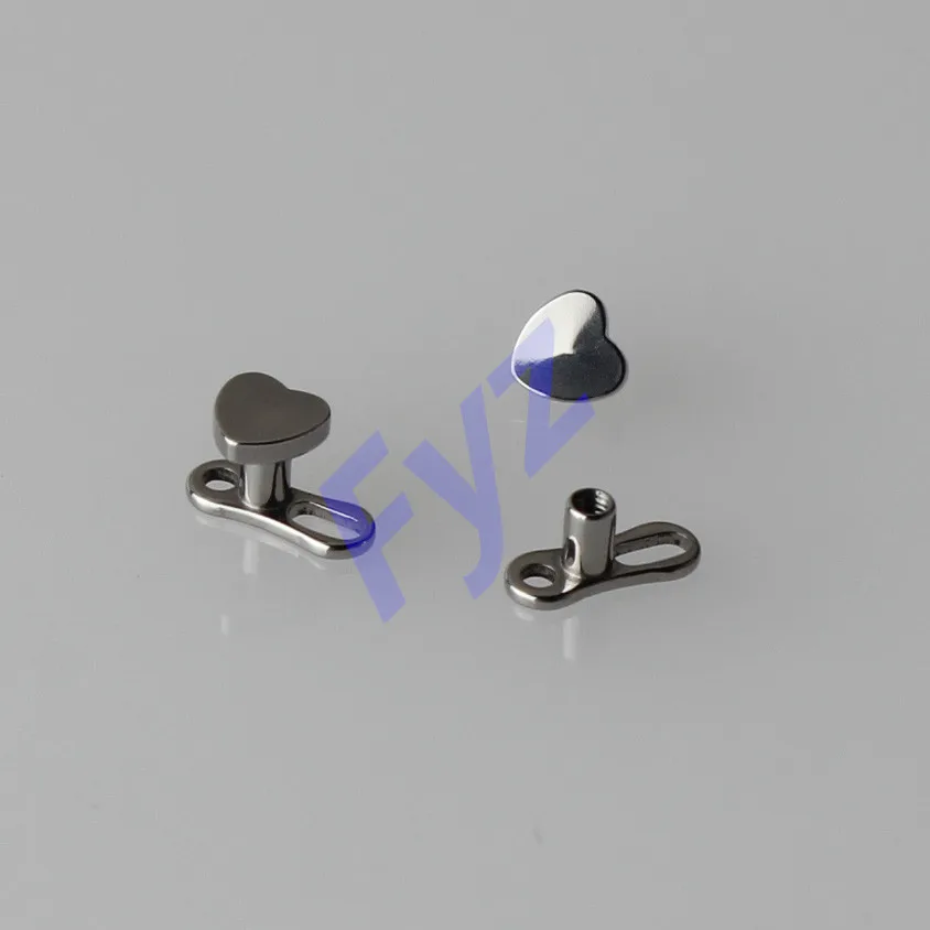 

Heart Shape Tops G23 Titanium Dermal Anchor And 2 Holes Base Piercing Jewelry