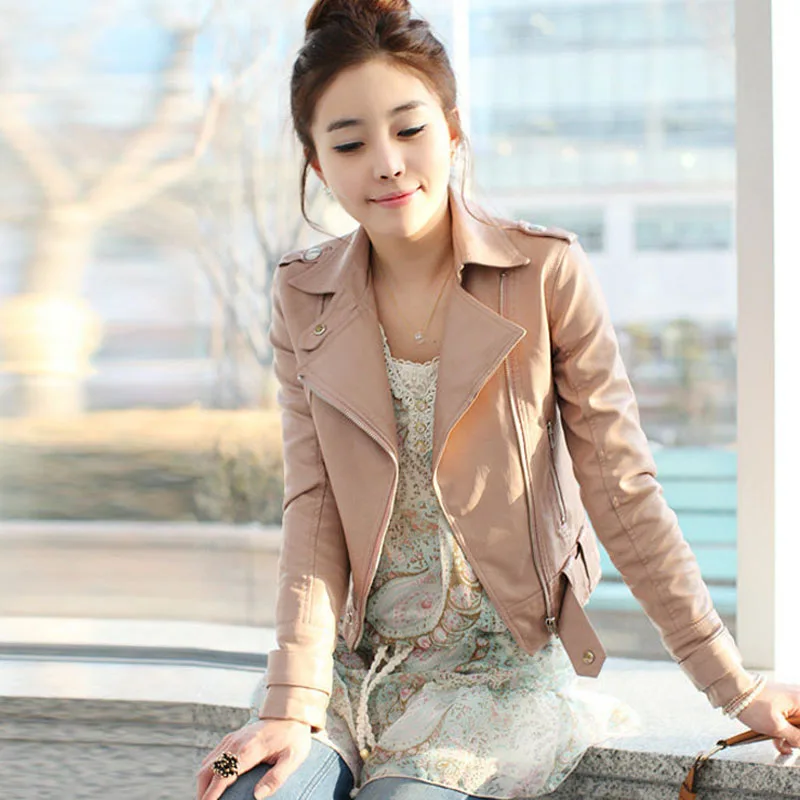 2016 Spring Autumn Big size XS XXL XXXL Women Leather Jackets and Coats