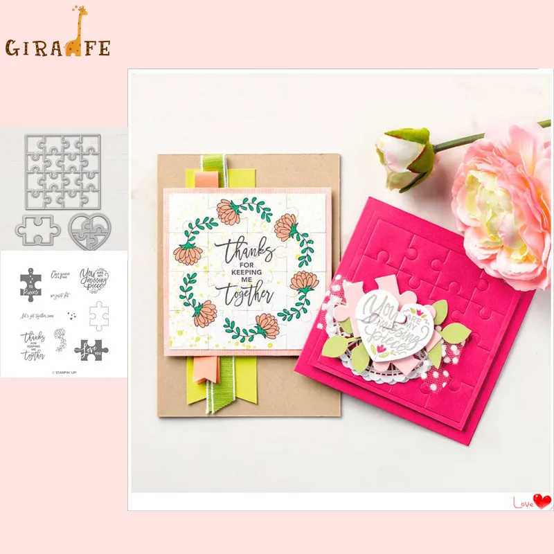

Jigsaw Metal Cutting Dies and stamps for DIY dies scrapbooking Photo Album Embossing Decorative Craft Clear Stamps and Dies Sets