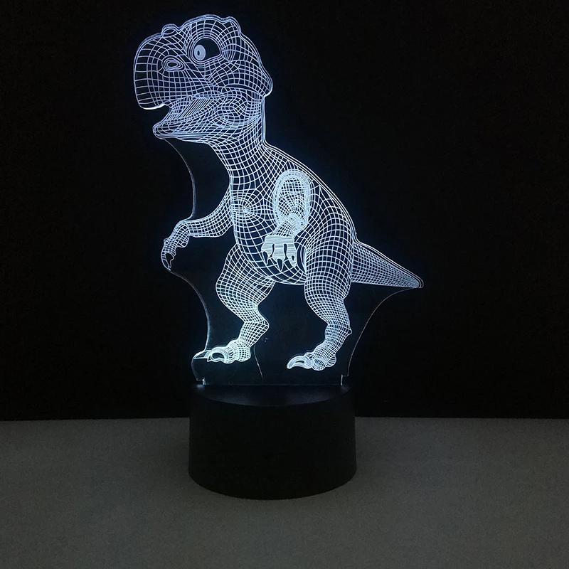 Dinosaur 3D Night Light Touch Table Desk Lamp 7 Colors Optical Illusion Touch Control Lights For Christmas Party Holiday Gifts