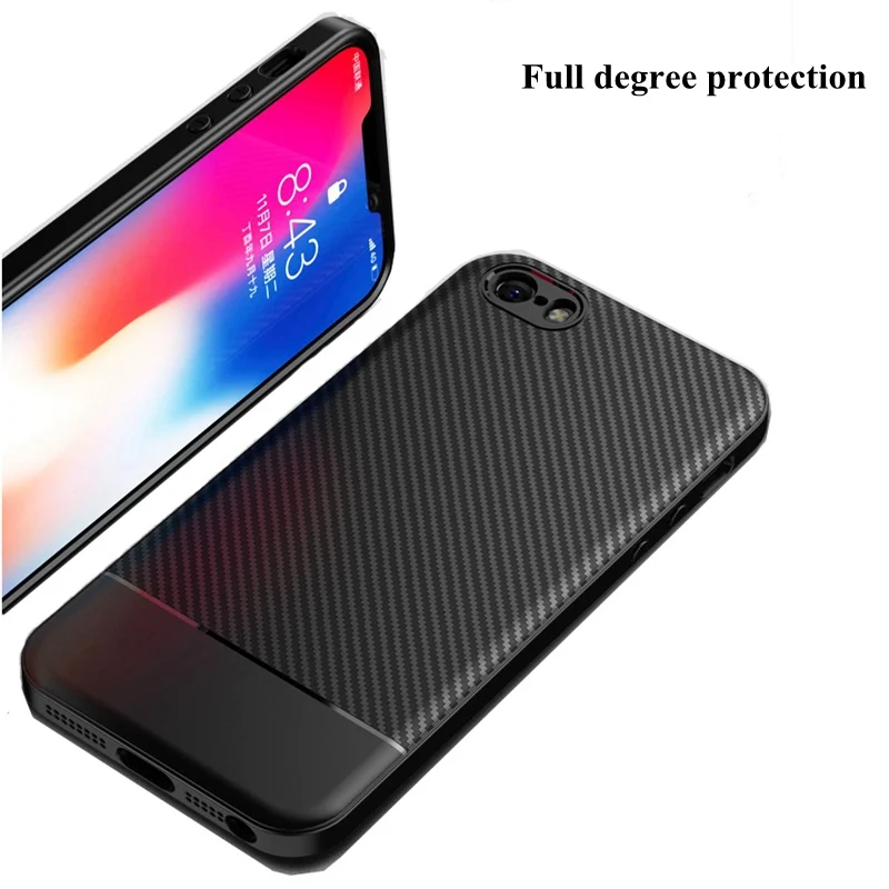 Funda de fibra de carbono para iphone XS MAX XR iphone 7 5S 5 se 8 plus funda blanda para iphone 8 7 plus 6 s 6 s plus X 10 6 splus casos